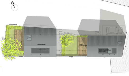 Projet de division en 3 logements sociaux – Bailly (78), plan masse