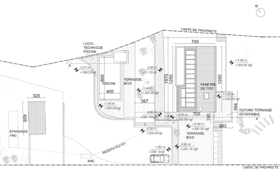 Plan masse – extension 30 m² maison individuelle, Meyreuil (13)