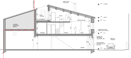 Coupe de projet – création niveau supplémentaire, maison village Le Pouget (34)